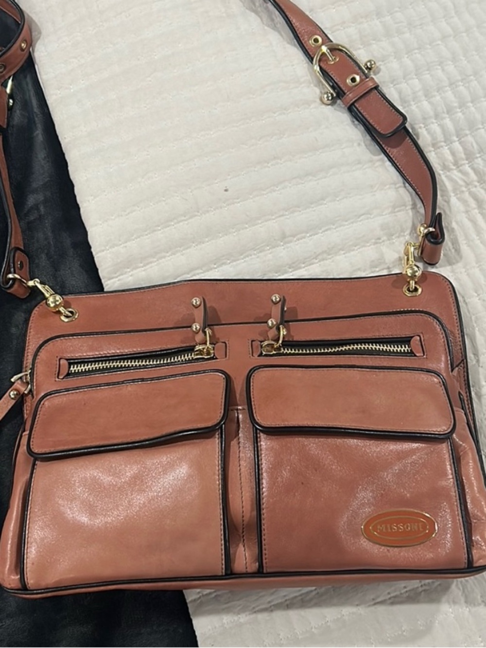 Missoni  Leather Satchel Bag Gold Hardware